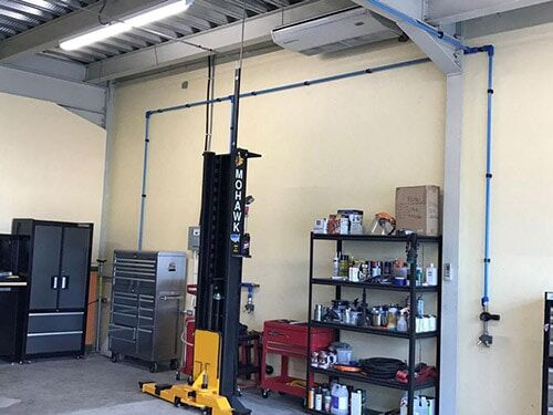 blue air piping in industry